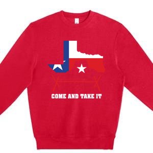 Texas Border Razor Wire Come And Take It Texas Flag Premium Crewneck Sweatshirt