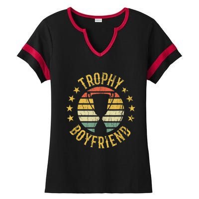 Trophy Boyfriend Retro Clothes Gift For Girlfriend Cute Valentine Gift Ladies Halftime Notch Neck Tee