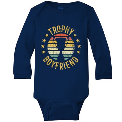 Trophy Boyfriend Retro Clothes Gift For Girlfriend Cute Valentine Gift Baby Long Sleeve Bodysuit