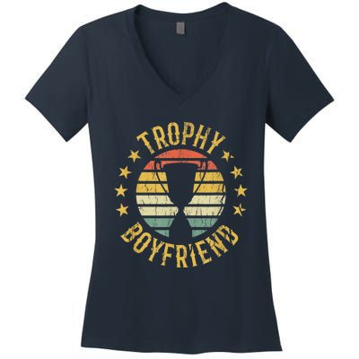 Trophy Boyfriend Retro Clothes Gift For Girlfriend Cute Valentine Gift Women's V-Neck T-Shirt