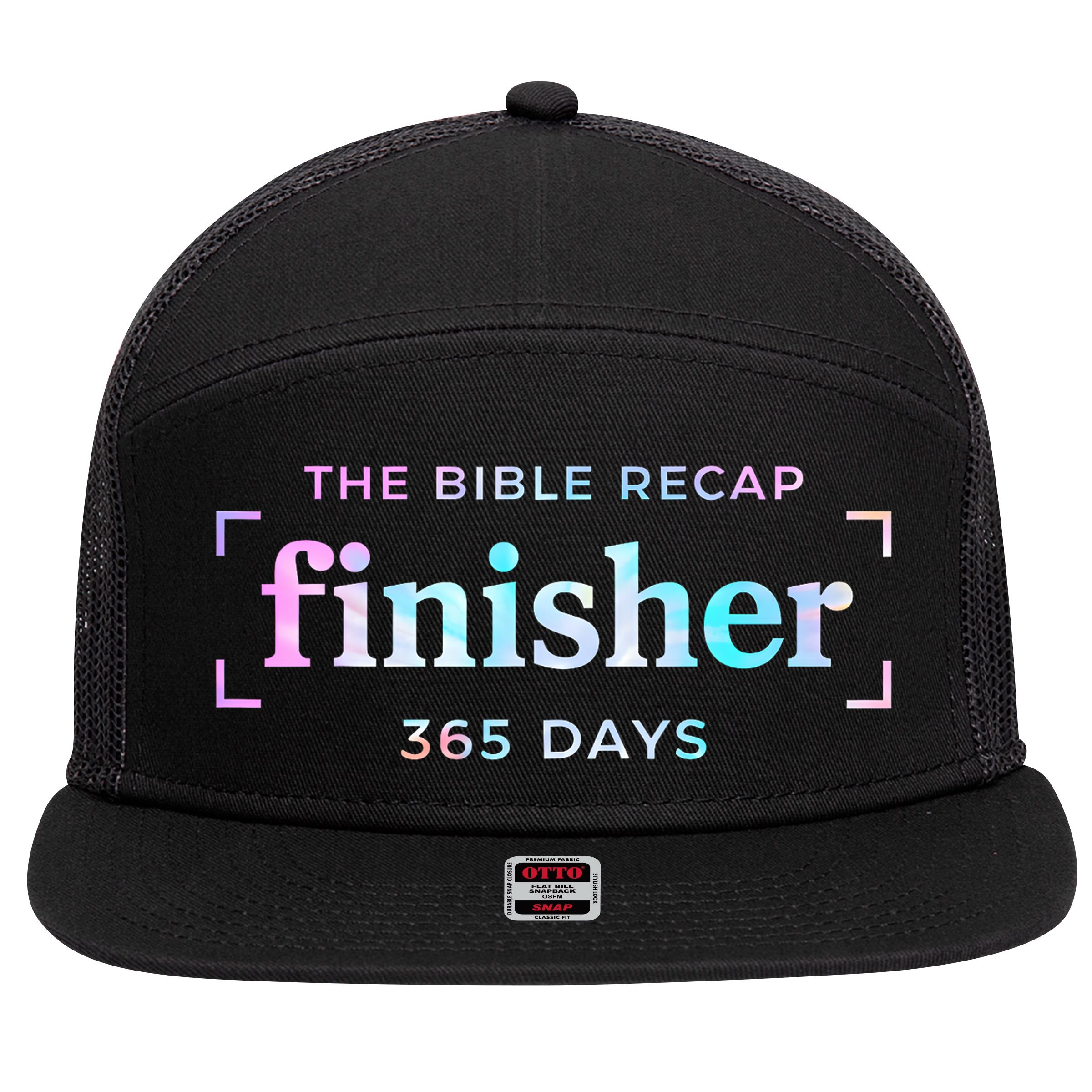 The Bible Recap Finisher 365 Days Christian Religious 7 Panel Mesh Trucker Snapback Hat