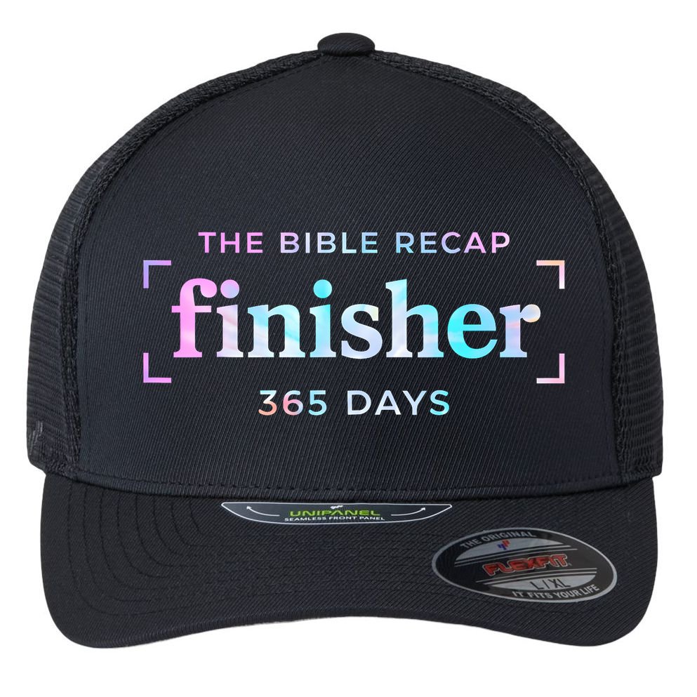 The Bible Recap Finisher 365 Days Christian Religious Flexfit Unipanel Trucker Cap
