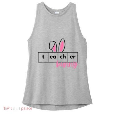 Teacher Bunny Reading Teacher Easter Spring Ladies PosiCharge Tri-Blend Wicking Tank