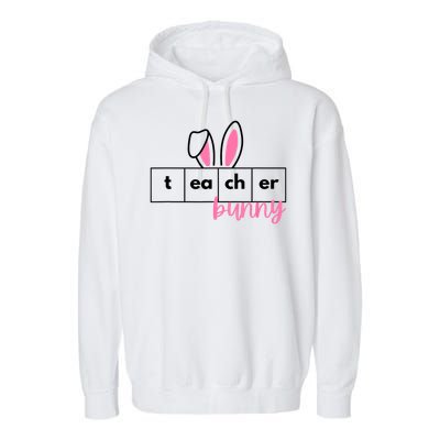 Teacher Bunny Reading Teacher Easter Spring Garment-Dyed Fleece Hoodie