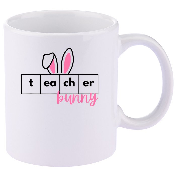 Teacher Bunny Reading Teacher Easter Spring 11oz C Handle Ceramic Mug