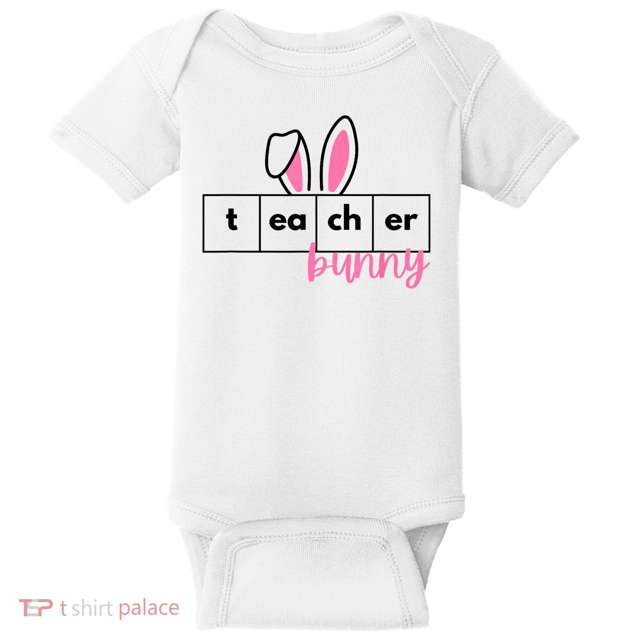 Teacher Bunny Reading Teacher Easter Spring Baby Bodysuit