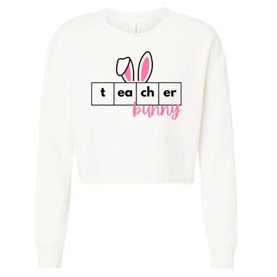 Teacher Bunny Reading Teacher Easter Spring Cropped Pullover Crew