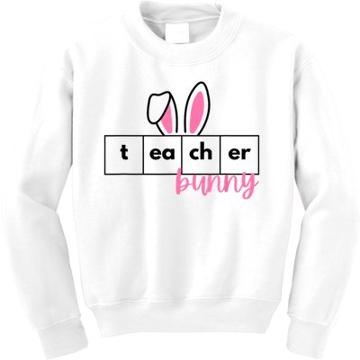 Teacher Bunny Reading Teacher Easter Spring Kids Sweatshirt