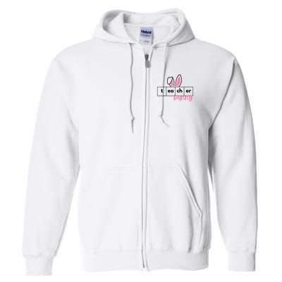 Teacher Bunny Reading Teacher Easter Spring Full Zip Hoodie