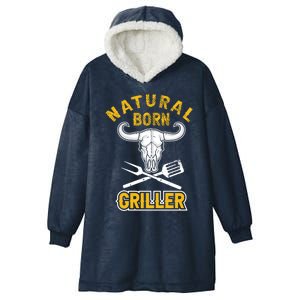 Tee Bbq Retro Grilling Beef Design Natural Born Griller Gift Hooded Wearable Blanket