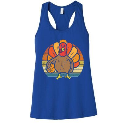 Turkey Basketball Retro Thanksgiving Sports Boys Girls Gift Women's Racerback Tank