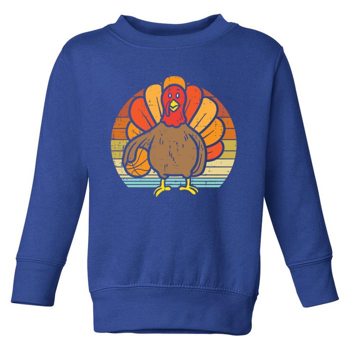 Turkey Basketball Retro Thanksgiving Sports Boys Girls Gift Toddler Sweatshirt