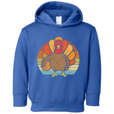 Turkey Basketball Retro Thanksgiving Sports Boys Girls Gift Toddler Hoodie