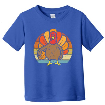 Turkey Basketball Retro Thanksgiving Sports Boys Girls Gift Toddler T-Shirt