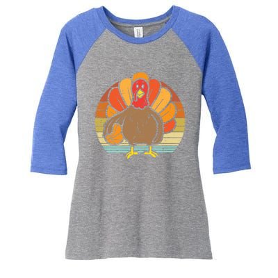 Turkey Basketball Retro Thanksgiving Sports Boys Girls Gift Women's Tri-Blend 3/4-Sleeve Raglan Shirt