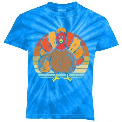 Turkey Basketball Retro Thanksgiving Sports Boys Girls Gift Kids Tie-Dye T-Shirt