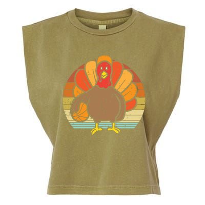 Turkey Basketball Retro Thanksgiving Sports Boys Girls Gift Garment-Dyed Women's Muscle Tee