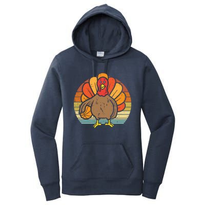 Turkey Basketball Retro Thanksgiving Sports Boys Girls Gift Women's Pullover Hoodie