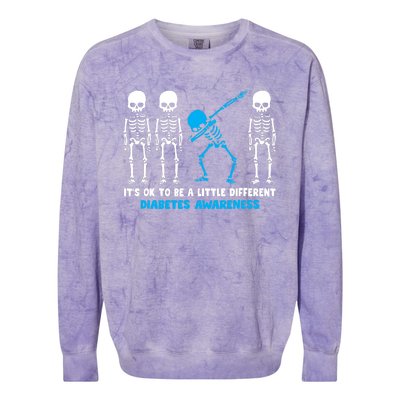 T1D Blue Ribbon It's Ok To Be Different Warrior Colorblast Crewneck Sweatshirt