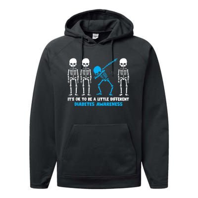 T1D Blue Ribbon It's Ok To Be Different Warrior Performance Fleece Hoodie