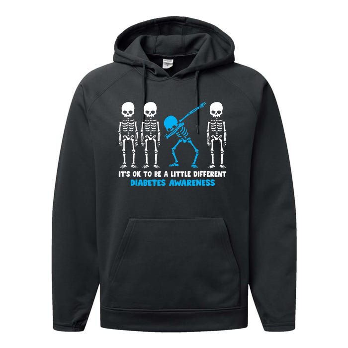 T1D Blue Ribbon It's Ok To Be Different Warrior Performance Fleece Hoodie