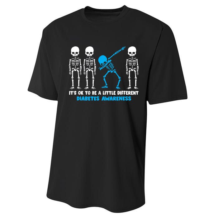 T1D Blue Ribbon It's Ok To Be Different Warrior Performance Sprint T-Shirt