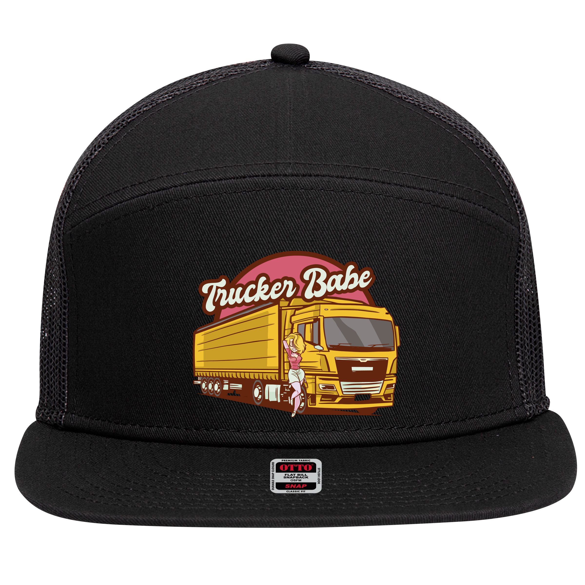 Trucker Babe Retro 7 Panel Mesh Trucker Snapback Hat