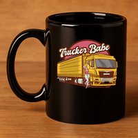 Trucker Babe Retro 11oz C Handle Ceramic Mug