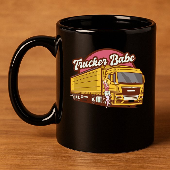 Trucker Babe Retro 11oz C Handle Ceramic Mug