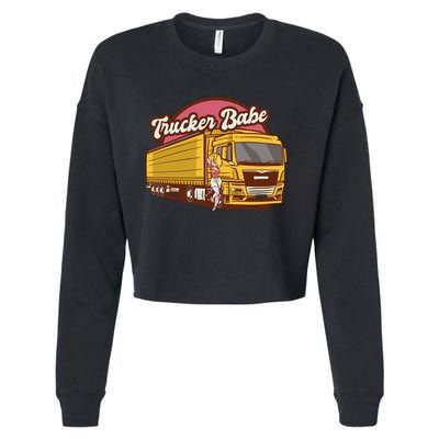 Trucker Babe Retro Cropped Pullover Crew