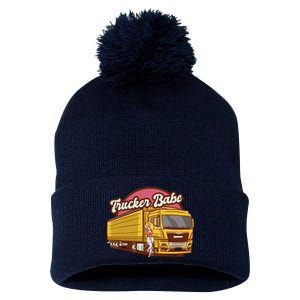 Trucker Babe Retro Pom Pom 12in Knit Beanie