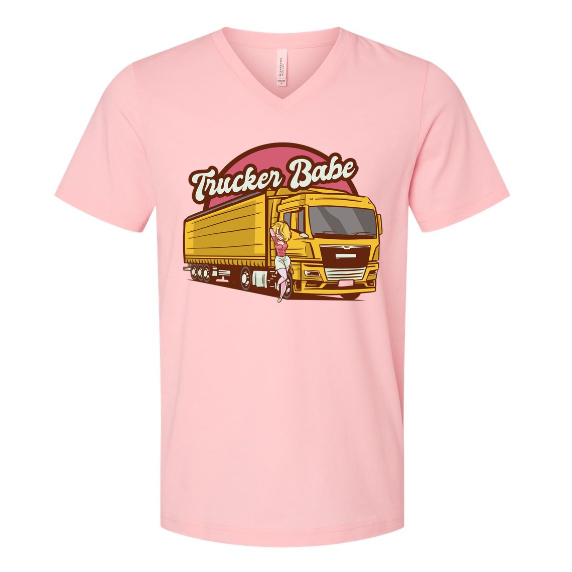 Trucker Babe Retro V-Neck T-Shirt