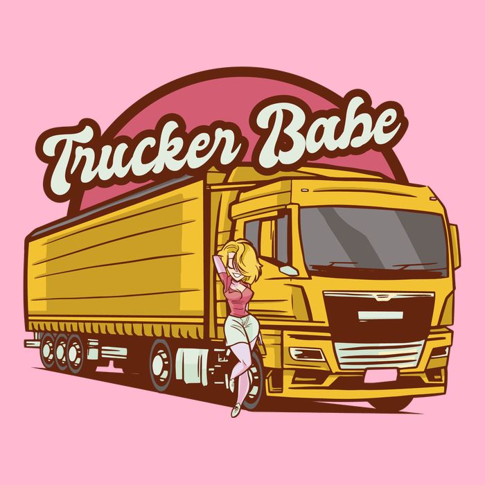 Trucker Babe Retro Button