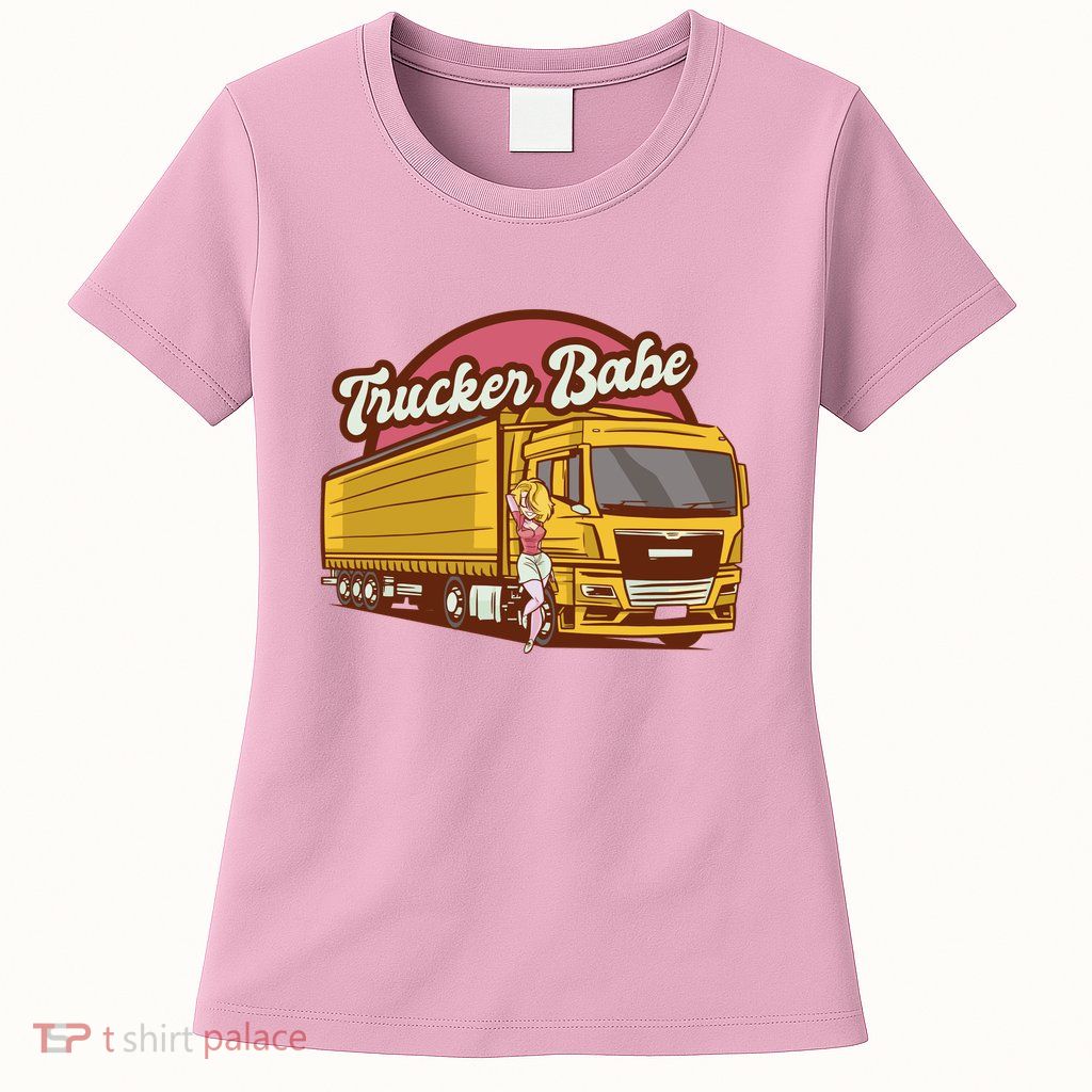 Trucker Babe Retro Womens T-Shirt