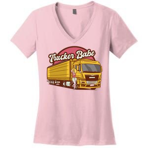 Trucker Babe Retro Women's V-Neck T-Shirt