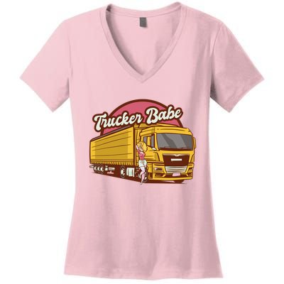 Trucker Babe Retro Women's V-Neck T-Shirt