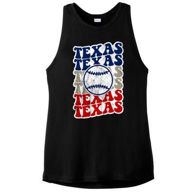 Texas Baseball Retro Sport Ladies PosiCharge Tri-Blend Wicking Tank