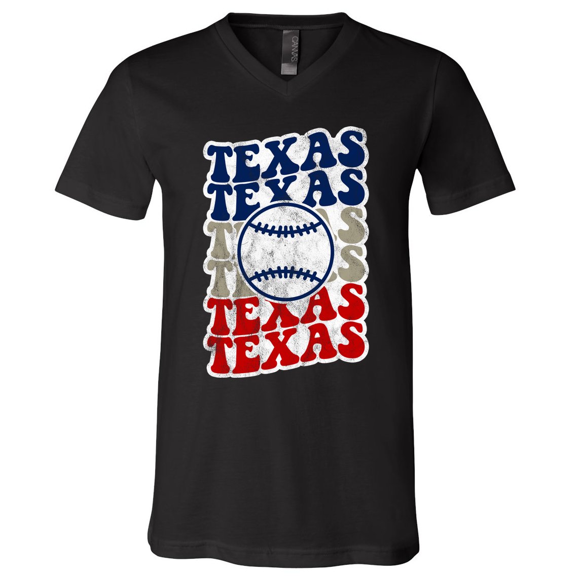Texas Baseball Retro Sport V-Neck T-Shirt
