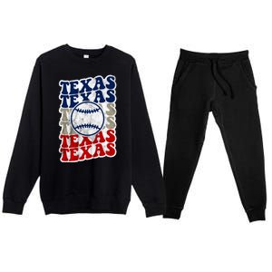 Texas Baseball Retro Sport Premium Crewneck Sweatsuit Set