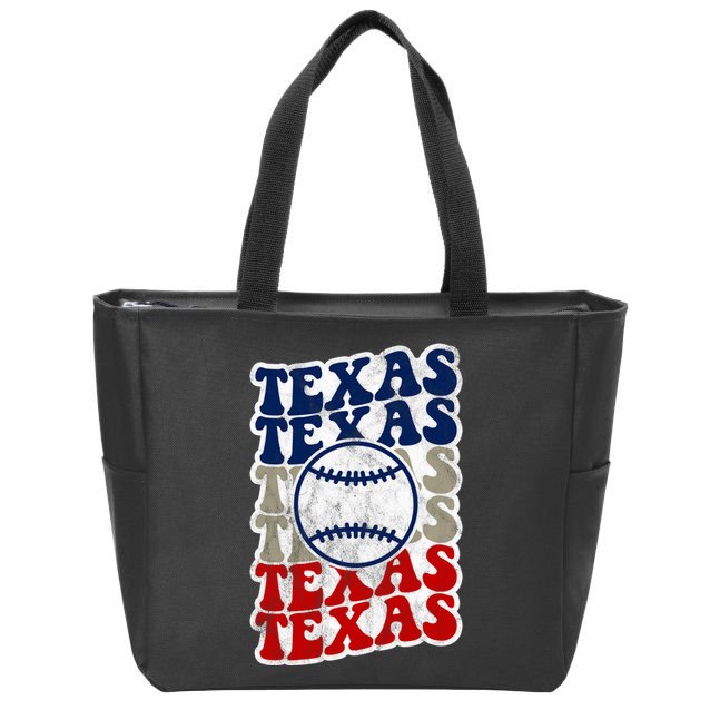 Texas Baseball Retro Sport Zip Tote Bag