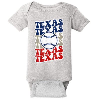 Texas Baseball Retro Sport Baby Bodysuit