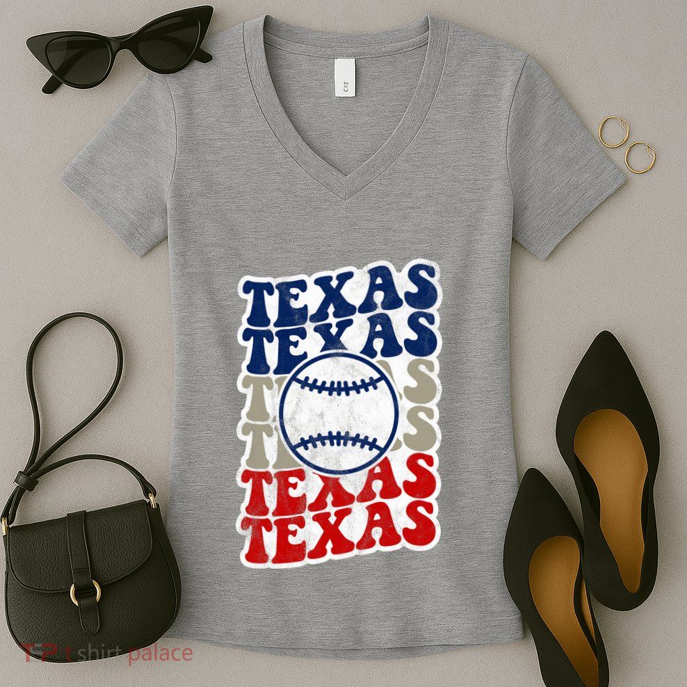 Texas Baseball Retro Sport Women's V-Neck T-Shirt