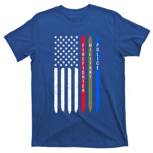 Thin Blue Red Green Line American Flag Police Military Fire Gift T-Shirt