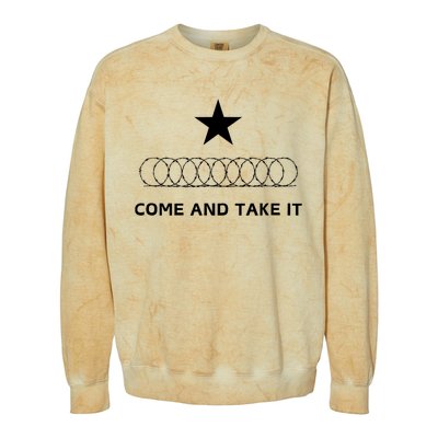 Texas Border Razorwire Come And Take It Colorblast Crewneck Sweatshirt