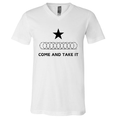 Texas Border Razorwire Come And Take It V-Neck T-Shirt