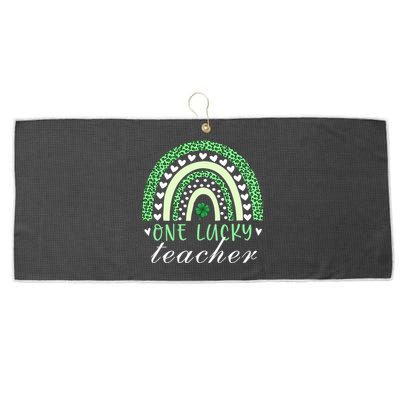 Teacher Boho Rainbow Leopard Patrick's Day One Lucky Teacher Meaningful Gift Large Microfiber Waffle Golf Towel