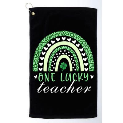 Teacher Boho Rainbow Leopard Patrick's Day One Lucky Teacher Meaningful Gift Platinum Collection Golf Towel