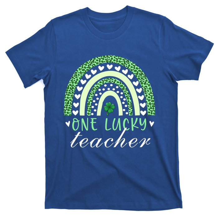 Teacher Boho Rainbow Leopard Patrick's Day One Lucky Teacher Meaningful Gift T-Shirt