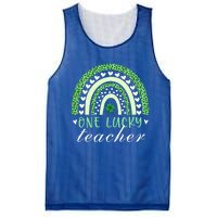 Teacher Boho Rainbow Leopard Patrick's Day One Lucky Teacher Meaningful Gift Mesh Reversible Basketball Jersey Tank