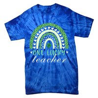 Teacher Boho Rainbow Leopard Patrick's Day One Lucky Teacher Meaningful Gift Tie-Dye T-Shirt